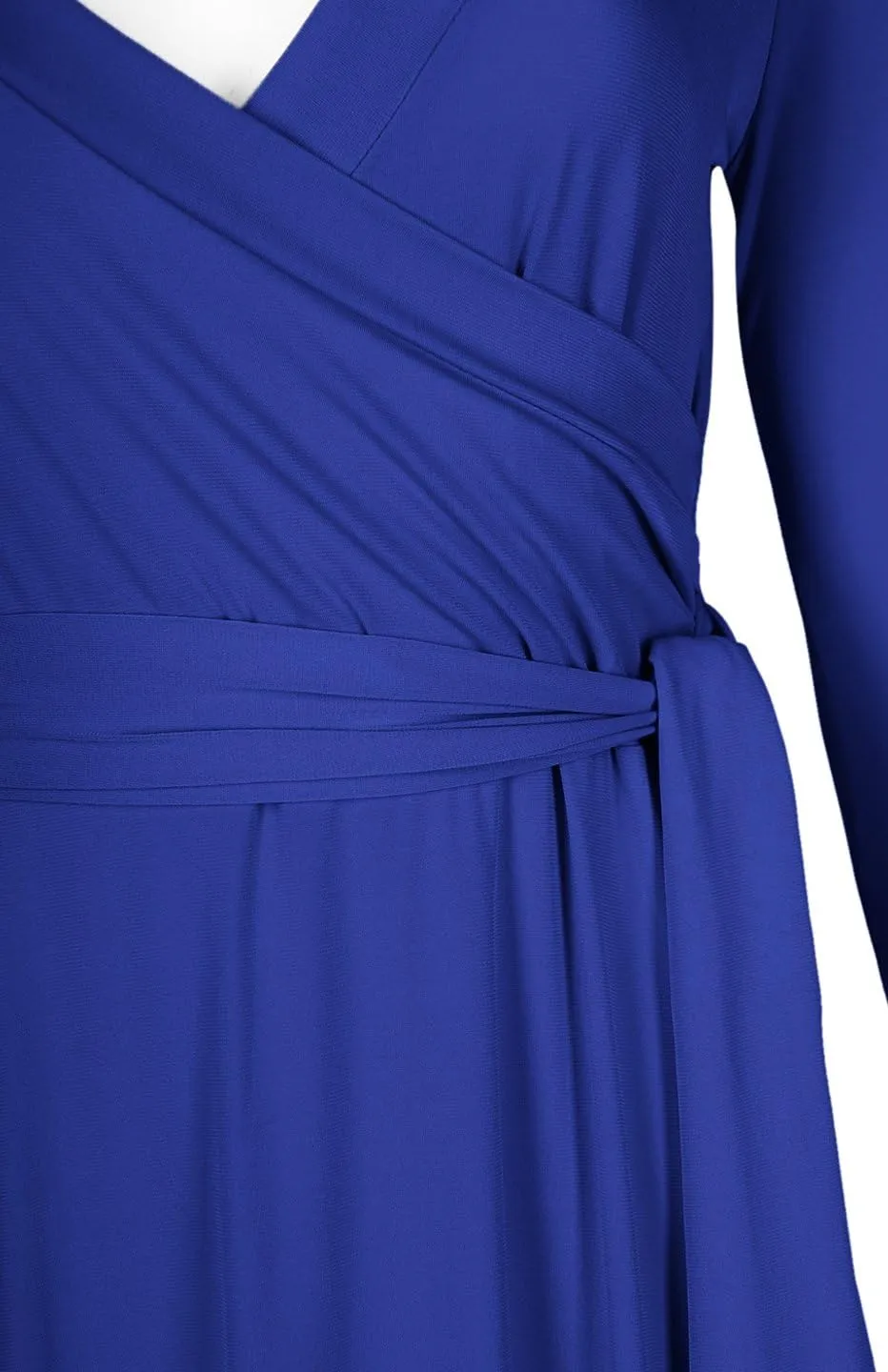 Women's 3/4 Sleeve Deep V-Neck Maxi Faux Wrap Solid Plus Size Dress