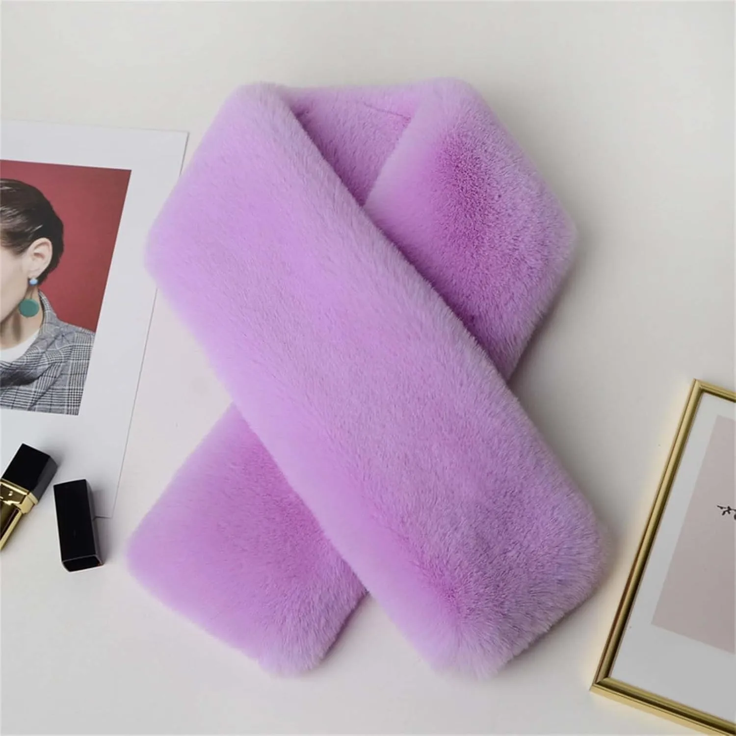 Women's Solid Plush Collar Scarf Wrap Cold Winter Warmer Women's Neck Warmer Scarf Wrap Lady
