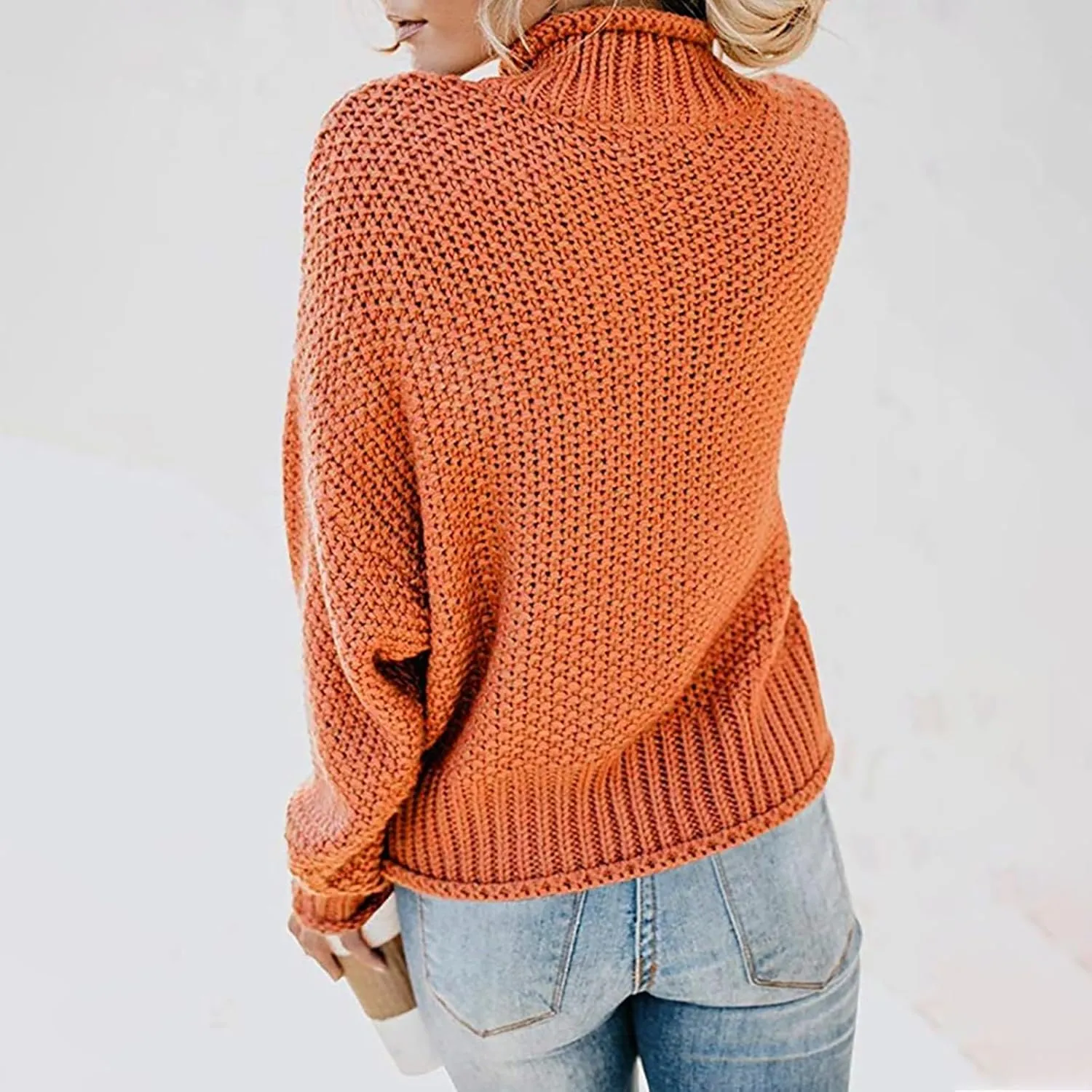 Womens Turtleneck Oversized Sweaters Batwing Long Sleeve Pullover Loose Chunky Knit Jumper