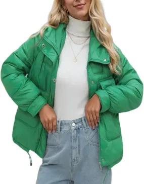 Women's Winter Cropped Puffer Jacket with Hood Jacket down jacket women