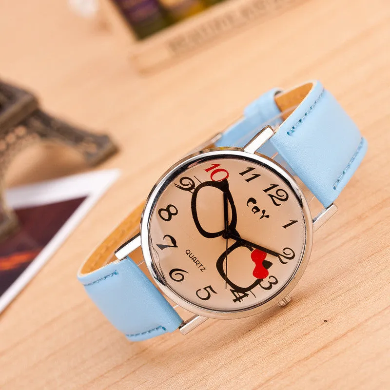 xakxx Glasses Bowknot Print Watch