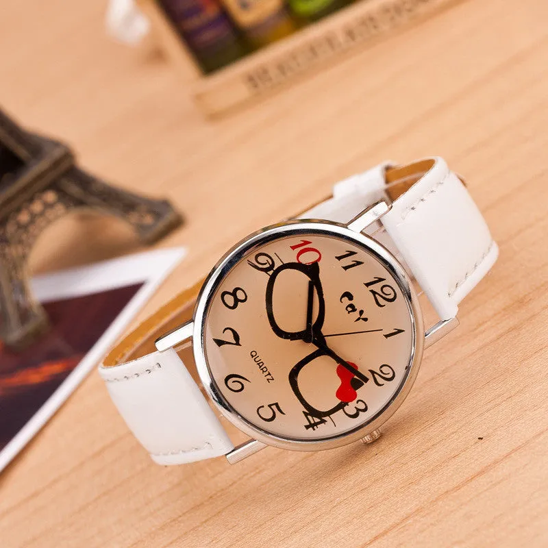 xakxx Glasses Bowknot Print Watch