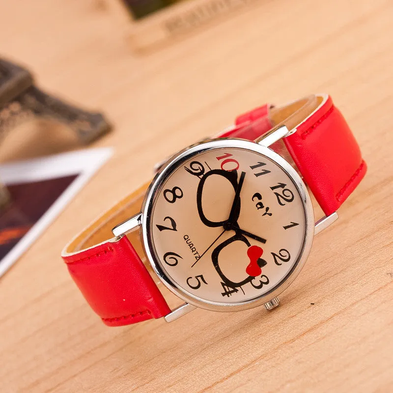 xakxx Glasses Bowknot Print Watch