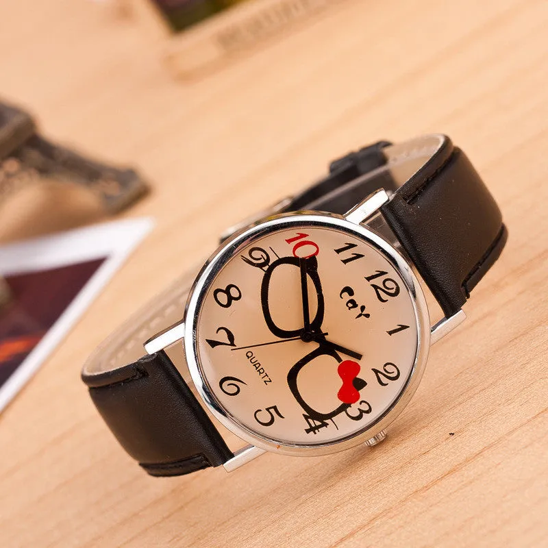 xakxx Glasses Bowknot Print Watch