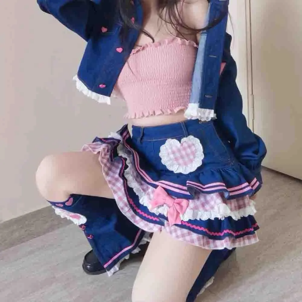 Y2K Mini Skirt, Women's Mini Slim fit Short Skirt, Women's Trumpet Pleated Mini Denim Skirt Cake Mini Skirts