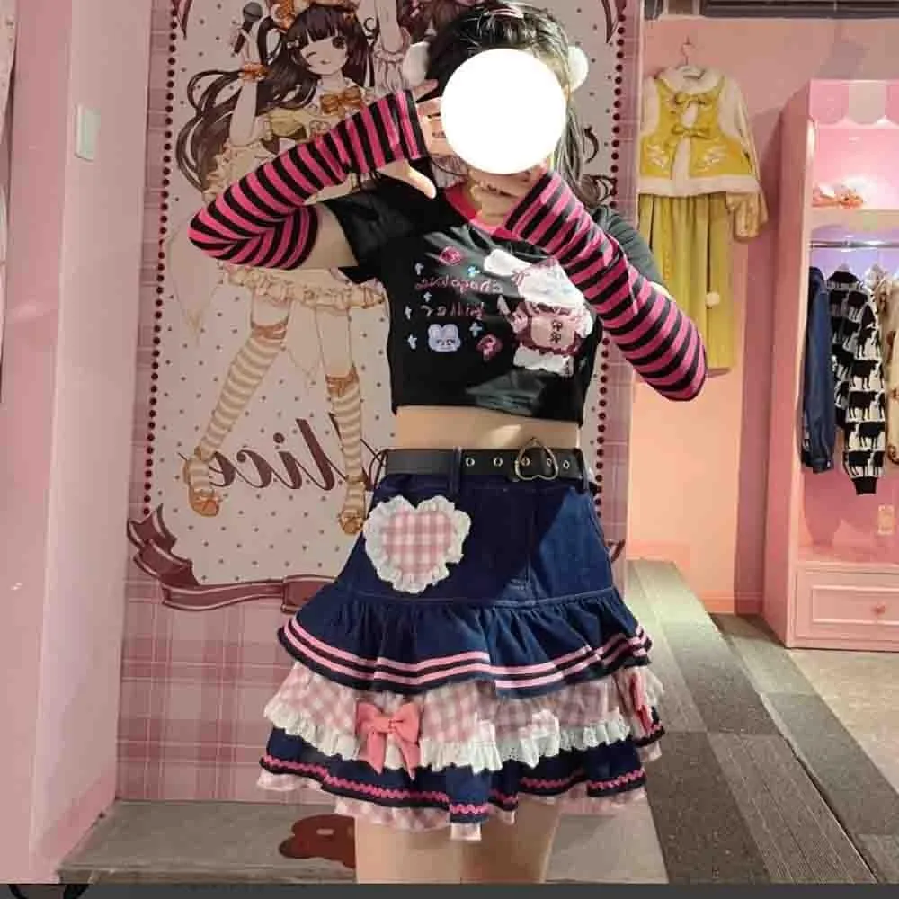 Y2K Mini Skirt, Women's Mini Slim fit Short Skirt, Women's Trumpet Pleated Mini Denim Skirt Cake Mini Skirts