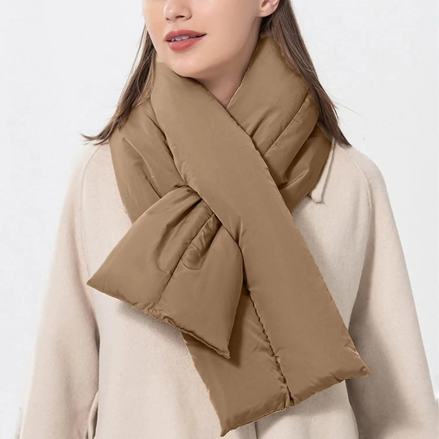 YOLAI Men's And Women's Neck Warmer Down Scarves Windproof Warm Fashion Wrap Scarf Solid Color Multifunction Scarf