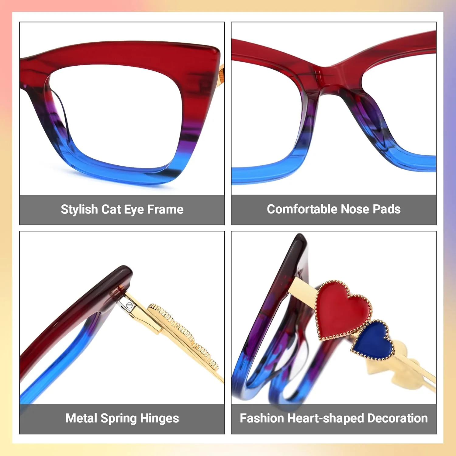 Zeelool Stylish Cat Eye Glasses Frame for Women with Non-prescription Clear Lens Cagle ZJGX143665