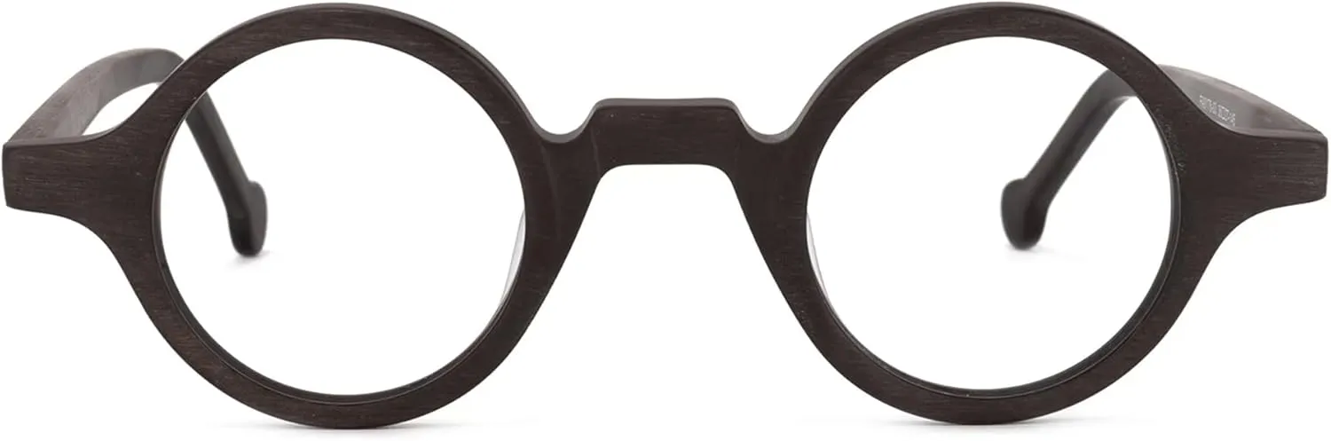 Zeelool Vintage Small Round Blue Light Blocking Glasses for Men Women Wood Grain Acetate Eyewear Arale FA0176