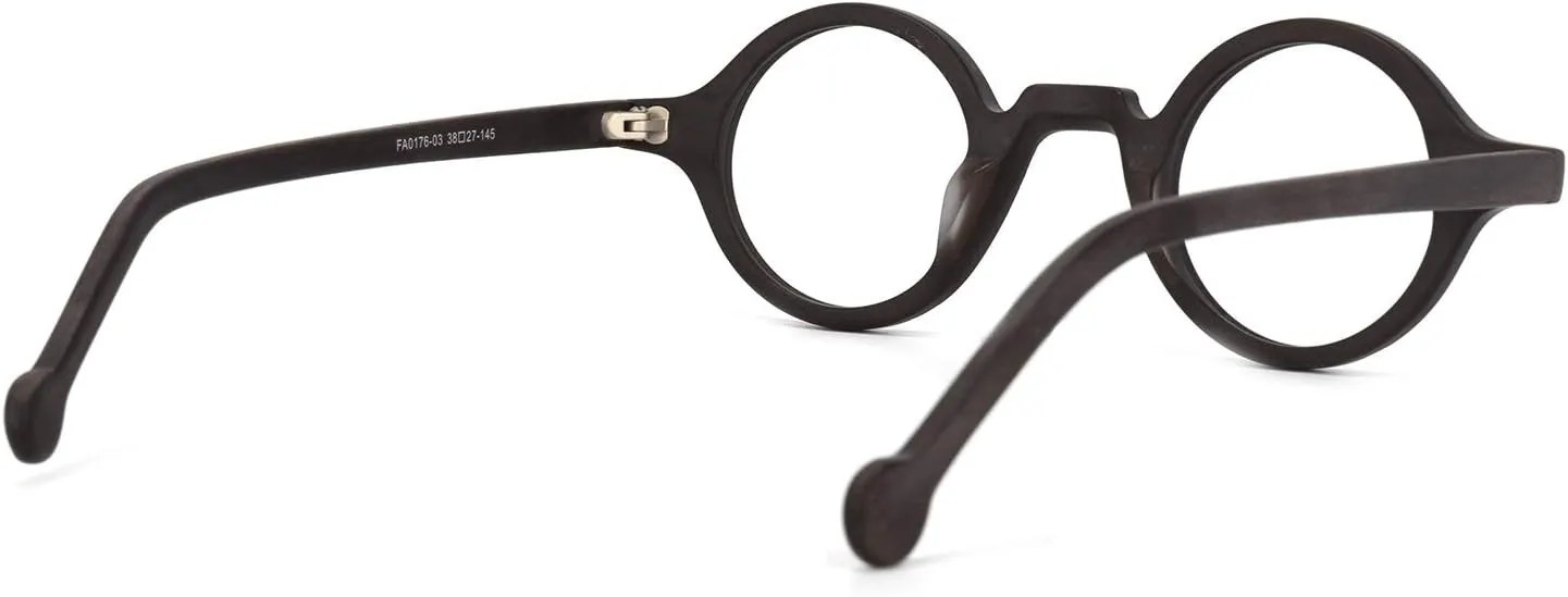Zeelool Vintage Small Round Blue Light Blocking Glasses for Men Women Wood Grain Acetate Eyewear Arale FA0176